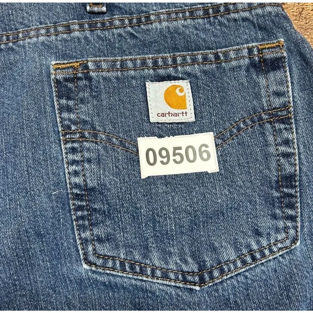 Carhartt Jeans Womens 20 Blue Measures 39X30 Hi Rise Straight Leg Dark‎ Wash